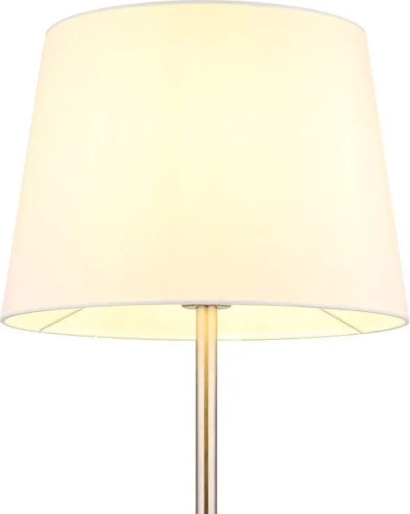 Lampadar de podea metal nickel abajur textil alb JORIS