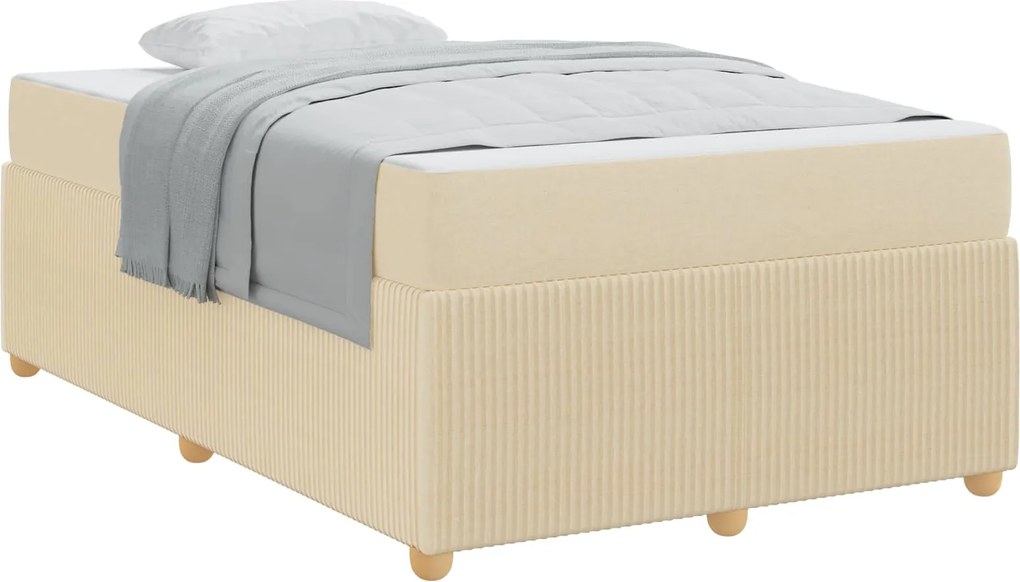 vidaXL Cadru de pat cu saltea Crem 120 x 190 cm țesătură