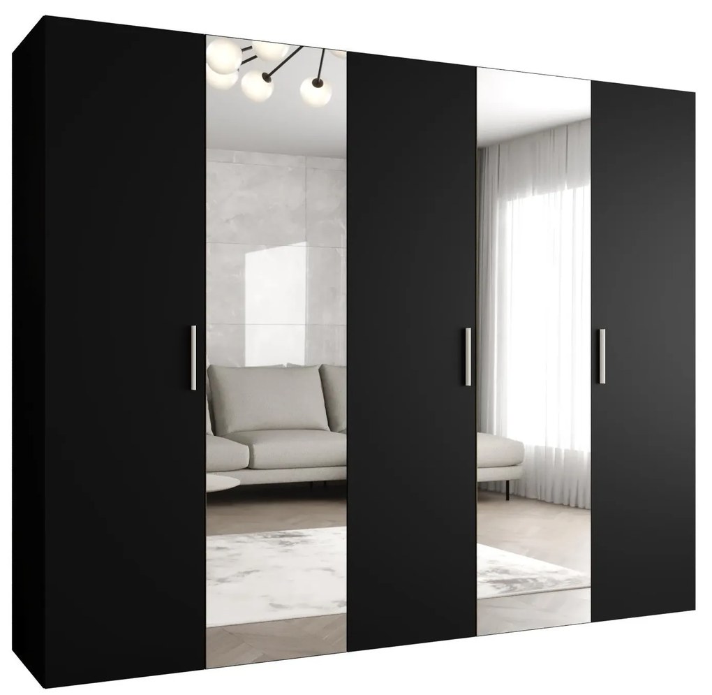 Dulap de haine 250 cm Borry 2 (Negru + Argintiu). 1125839