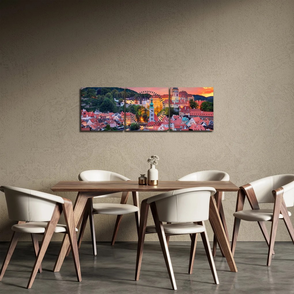 Tablou - Český Krumlov (cu ceas) (90x30 cm)