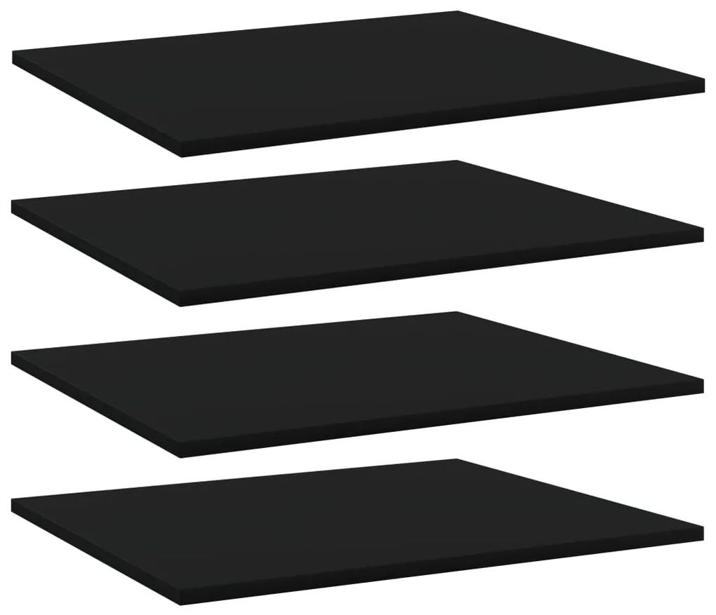 Placi biblioteca, 4 buc., negru, 60 x 50 x 1,5 cm, PAL 4, Negru, 60 x 50 x 1.5 cm