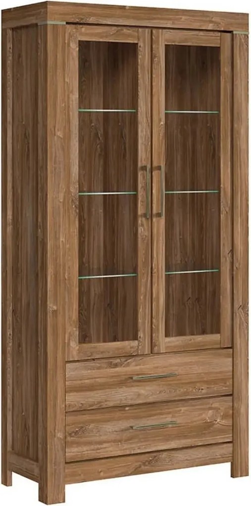 Vitrina GENT, stejar stirling, PAL laminat, cu iluminare LED, 98x42x20