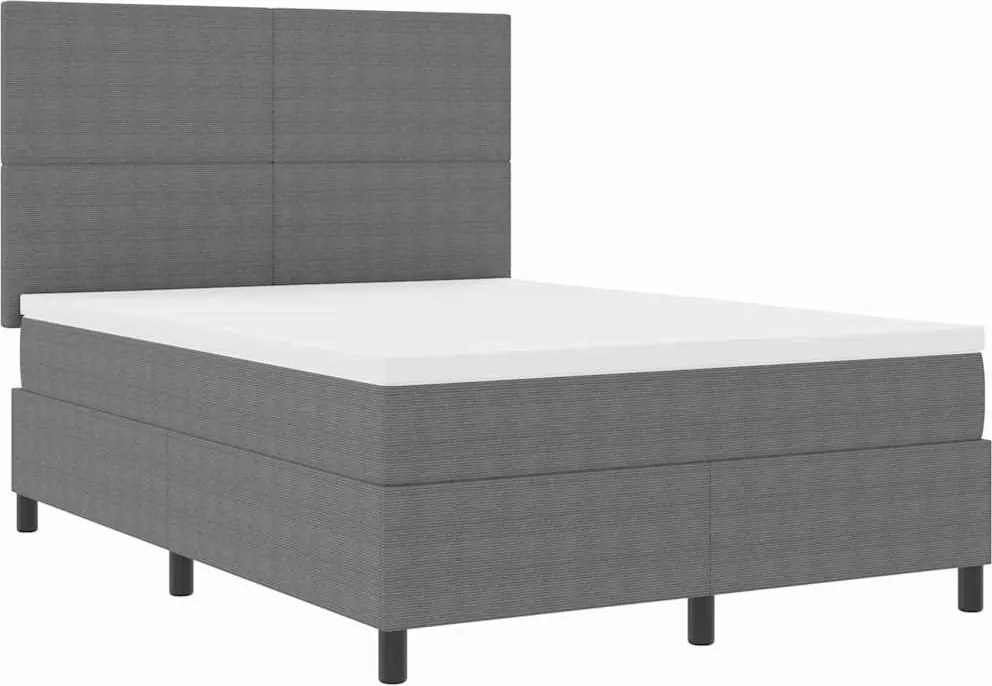 vidaXL Pat cu arcuri cu headboard Gri deschis și alb. 140 x 190 cm