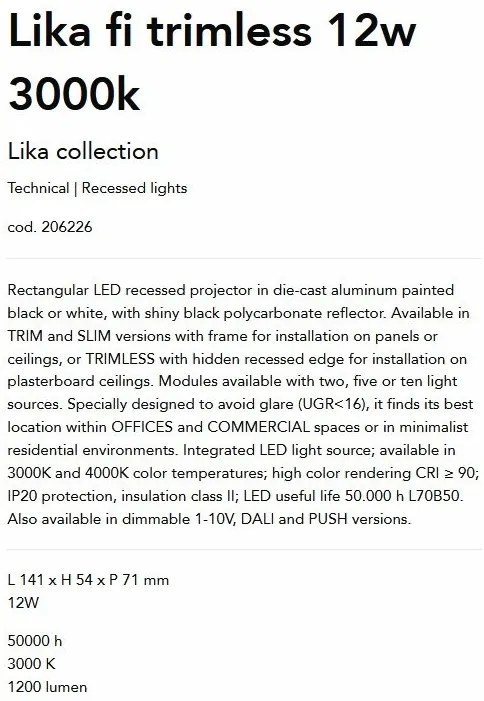 Corp incastrabil cu 5 spoturi LED Lika fi trimless 12w 3000k