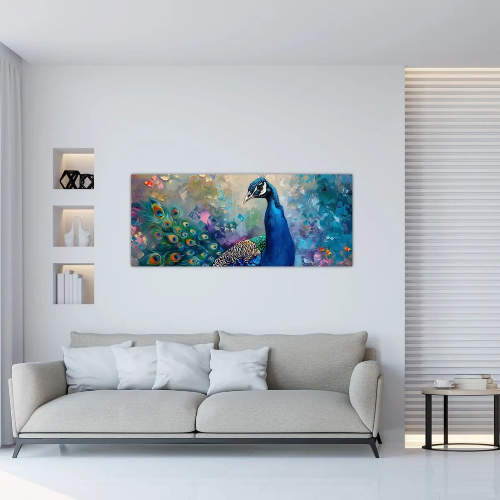 Tablou - Pictura de un păun (120x50 cm)