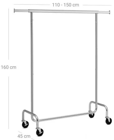 Cuier de podea mobil JEAN, argintiu