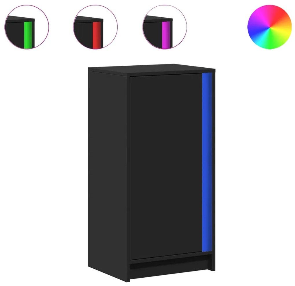 852139 vidaXL Dulap cu LED, negru, 42,5x34x85 cm, lemn prelucrat