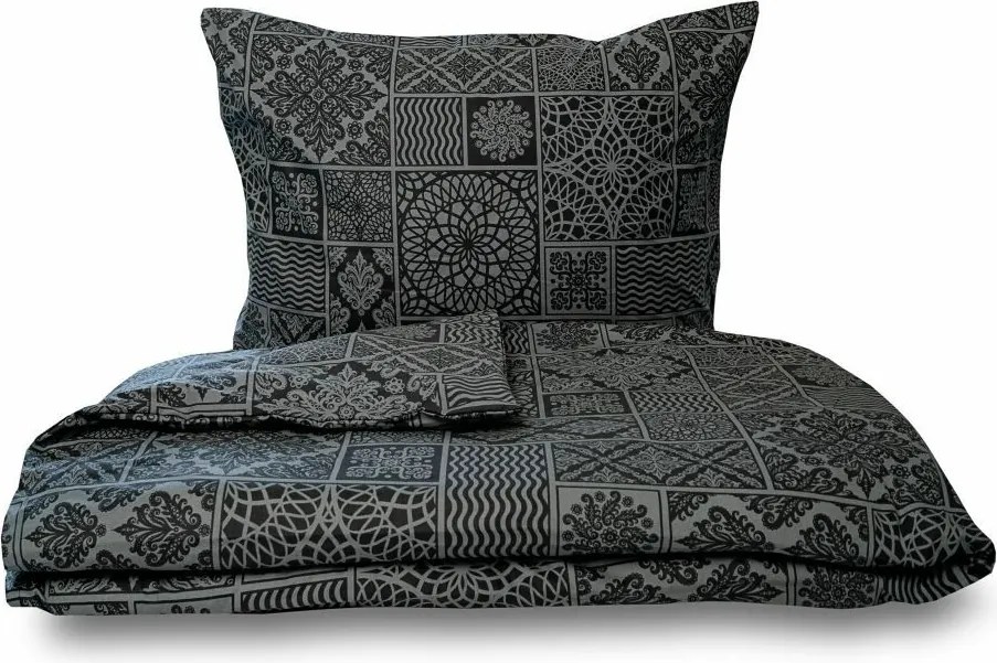 Lenjerie de pat din bumbac Kvalitex Tokyo negru, 220 x 200 cm, 2 buc. 70 x 90 cm