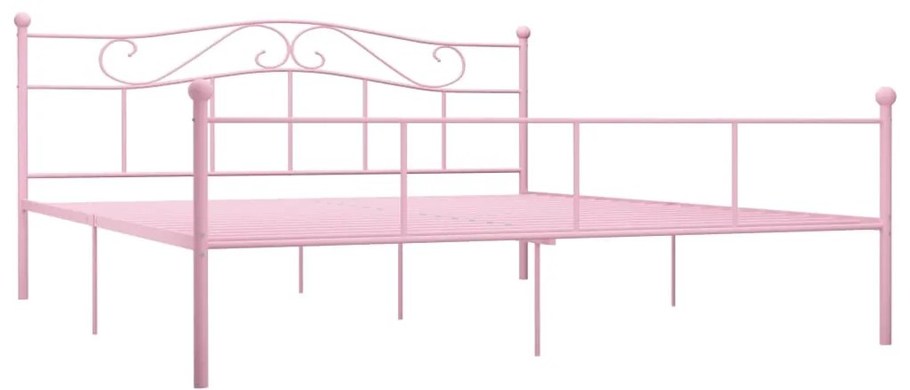284543 vidaXL Cadru de pat, roz, 200 x 200 cm, metal