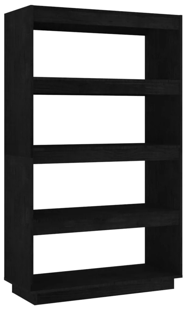 810893 vidaXL Bibliotecă/Separator cameră, negru 80x35x135 cm, lemn masiv pin