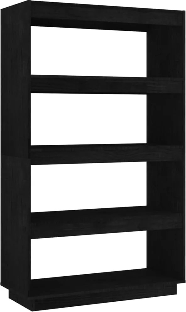 vidaXL Bibliotecă/Separator cameră, negru 80x35x135 cm, lemn masiv pin