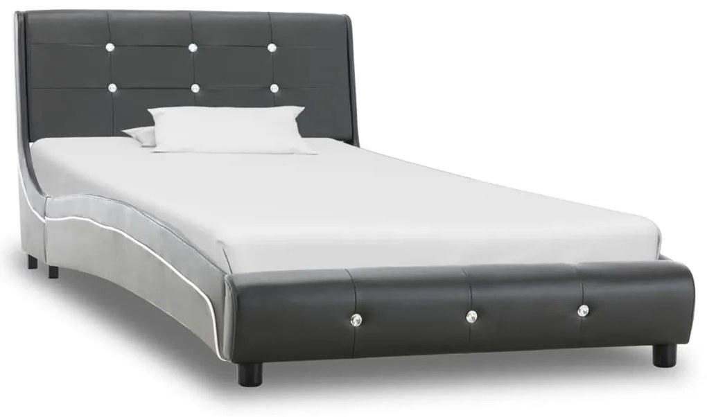 Cadru de pat, gri, 90 x 200 cm, piele artificială