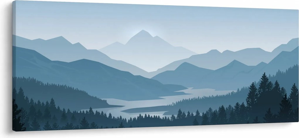 Tablou - Munții cu privirea graficeanului (120x50 cm)