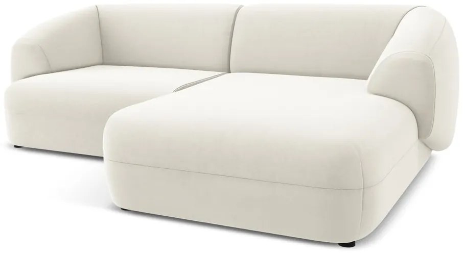 Colțar alb cu tapițerie din catifea (cu colț pe partea dreaptă) Moana – Makamii