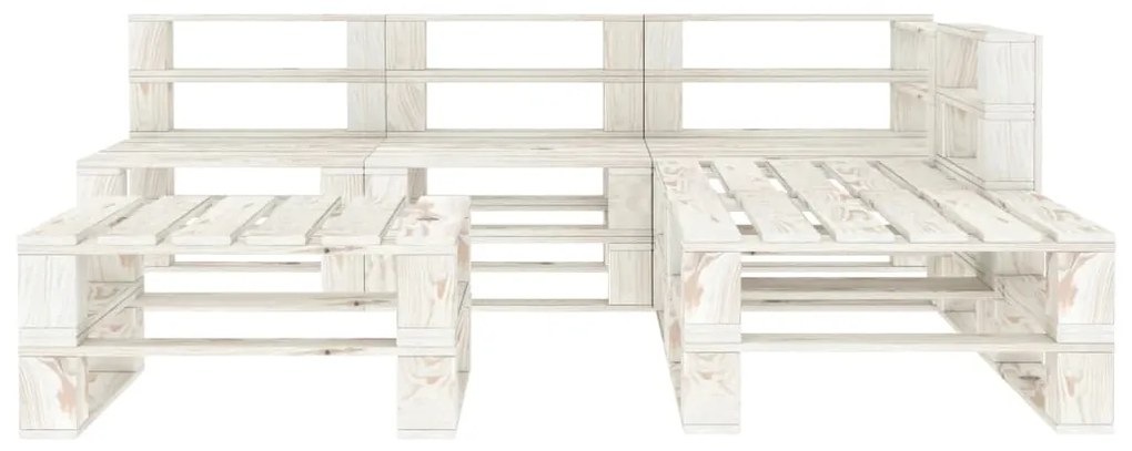 Set mobilier de gradina din paleti, 6 piese, alb, lemn Alb, 1