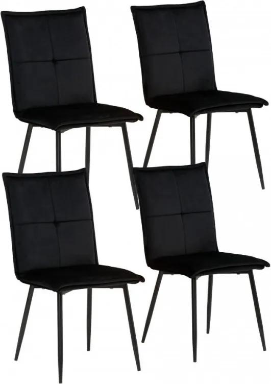 Set de 4 scaune Donna Meila, catifea /metal, negru, 59x48x93 cm