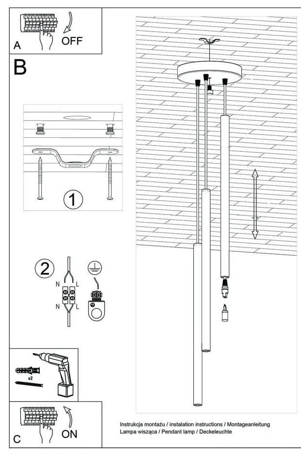 Lustră Sollux Fideus, negru