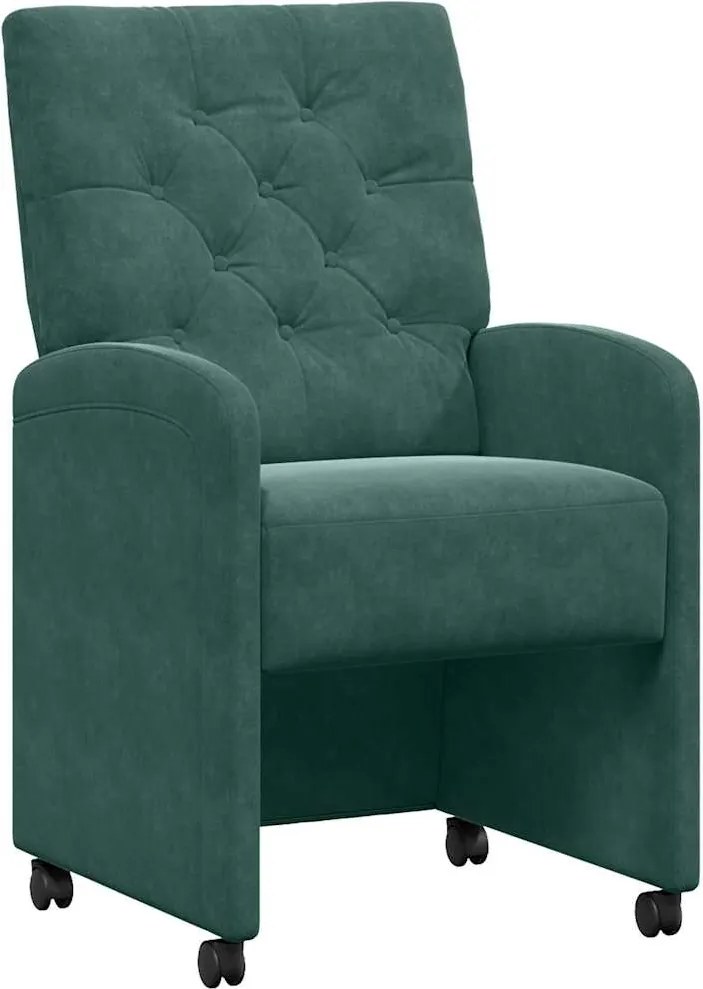 vidaXL Scaune de dining cu roți 2 pcs Verde închis 58 x 67 x 97 cm