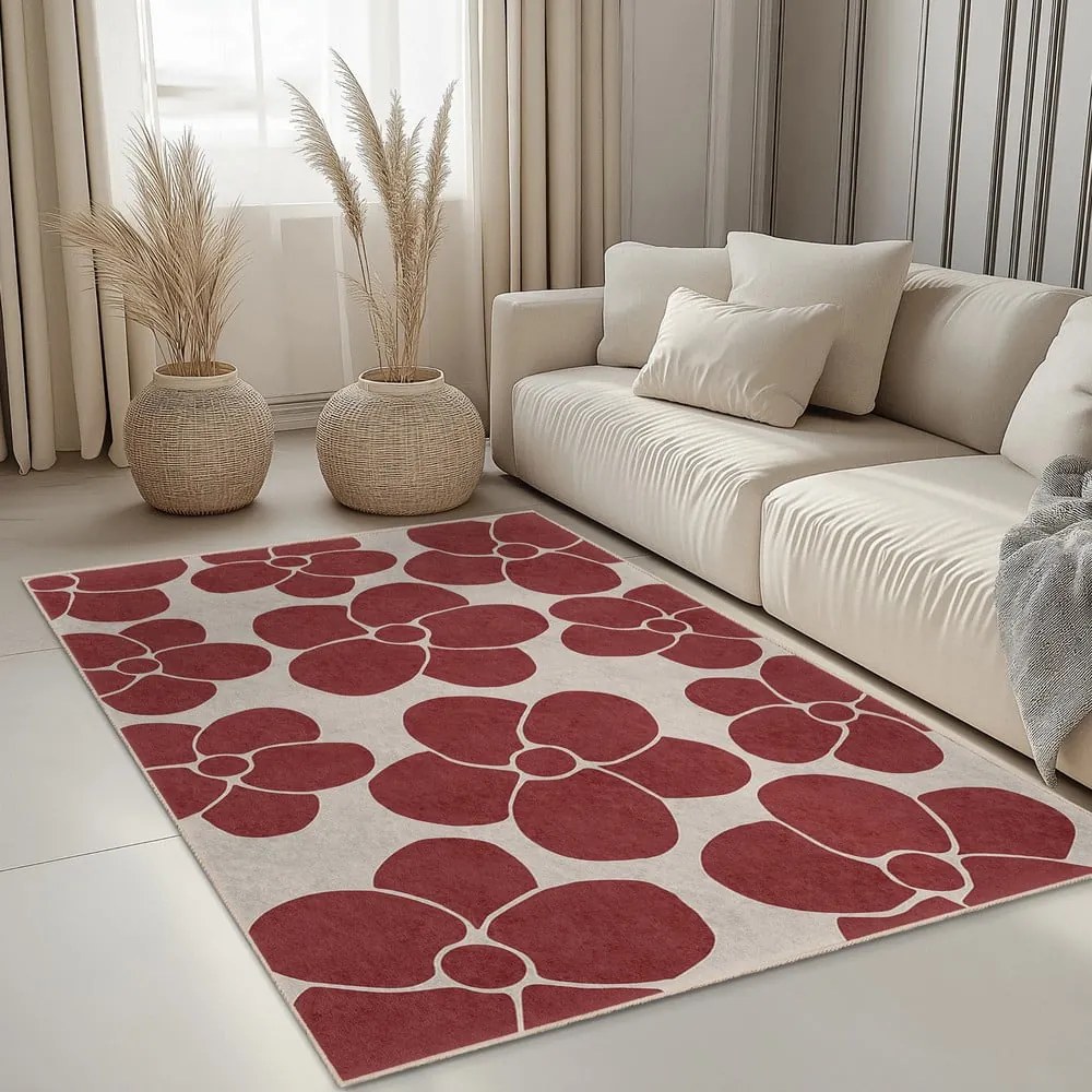 Covor roșu lavabil 80x150 cm Red Meadow – Mila Home
