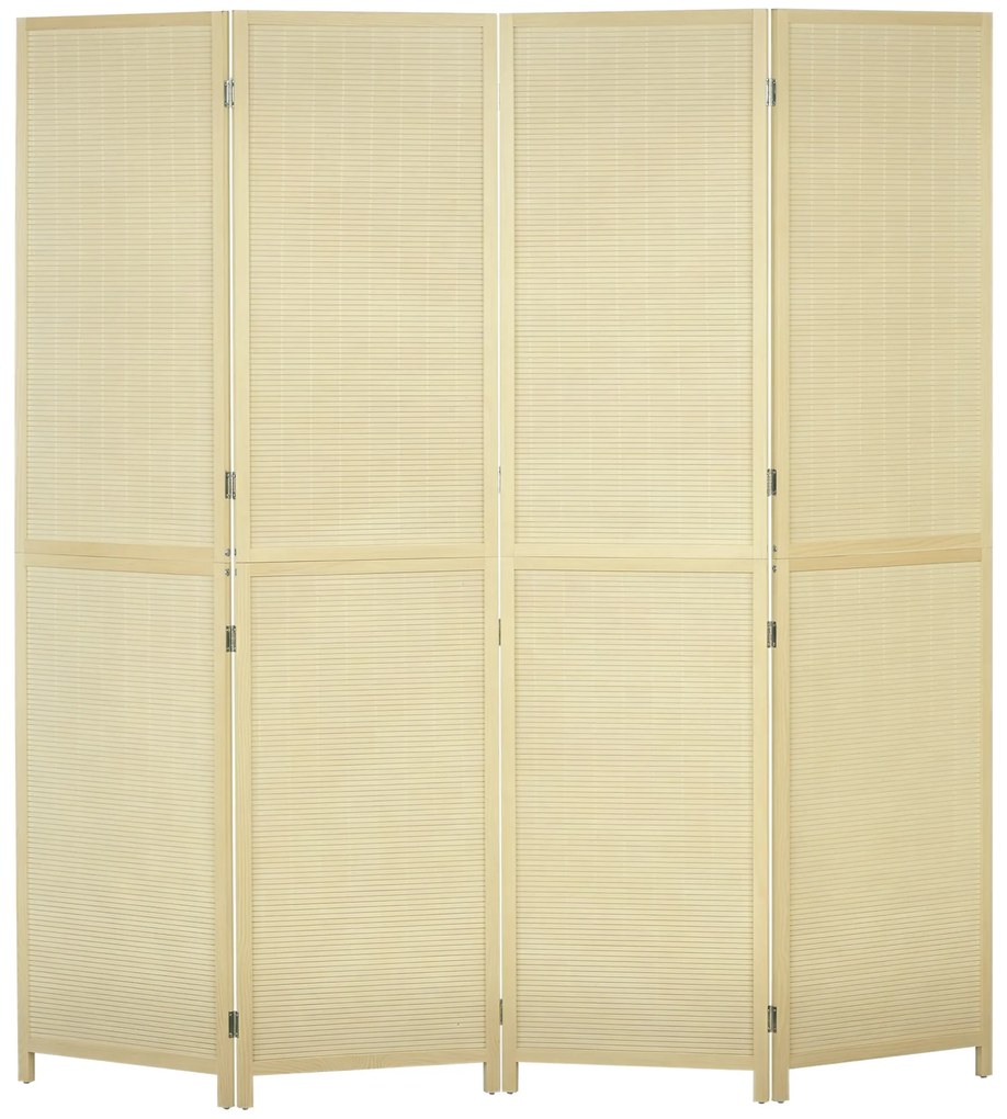 HOMCOM Paravan Interior Pliabil cu 4 Uși, Separator de Cameră din Ratan Bambus, 180x1,6x180 cm, Culoarea Lemnului | Aosom Romania