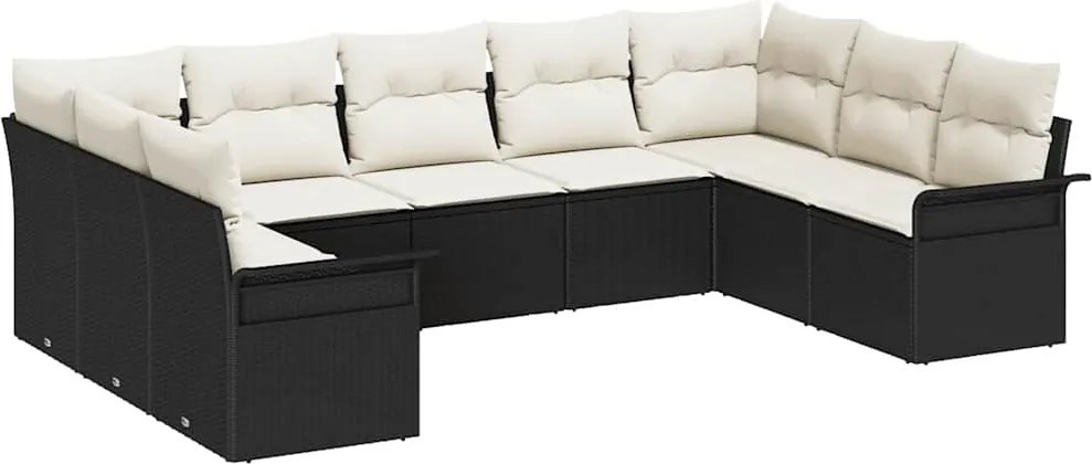 vidaXL Set de canapele pentru grădină 9 pcs Negru poliratan