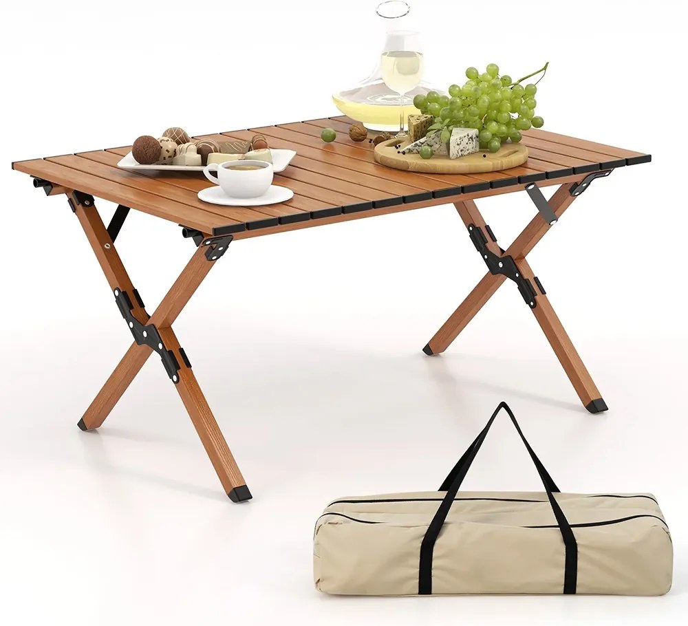 Masă de camping pliabilă din aluminiu cu geantă de transport