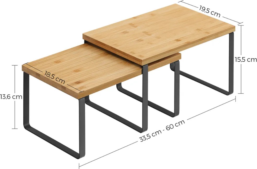 Set de organizatoare din bambus CEZAR, 2 piese, maro/negru SongmicsHome