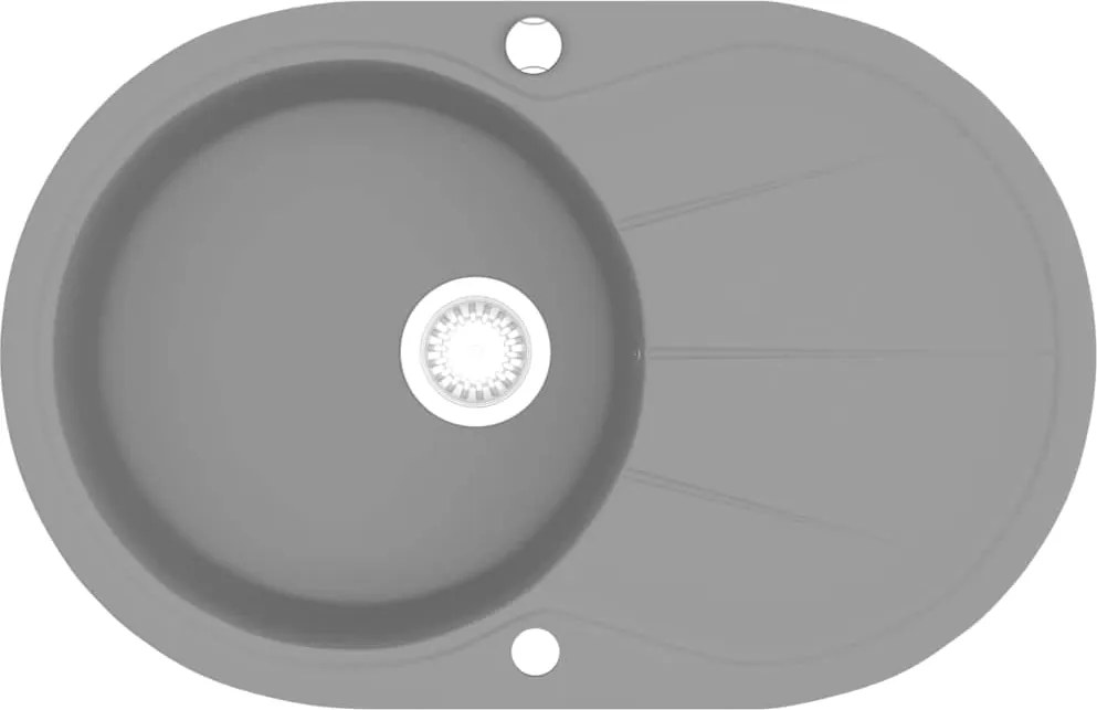 vidaXL Chiuvetă de bucătărie din granit cu o cuvă, gri, oval