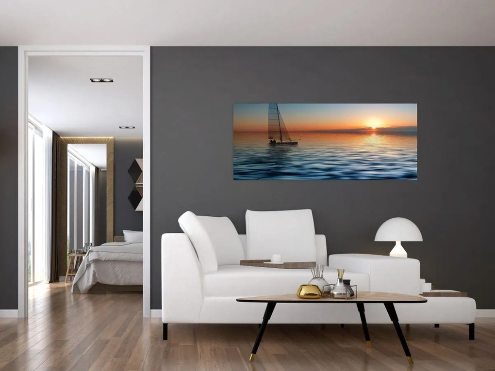Tablou - Bărci cu vele pe mare (120x50 cm)