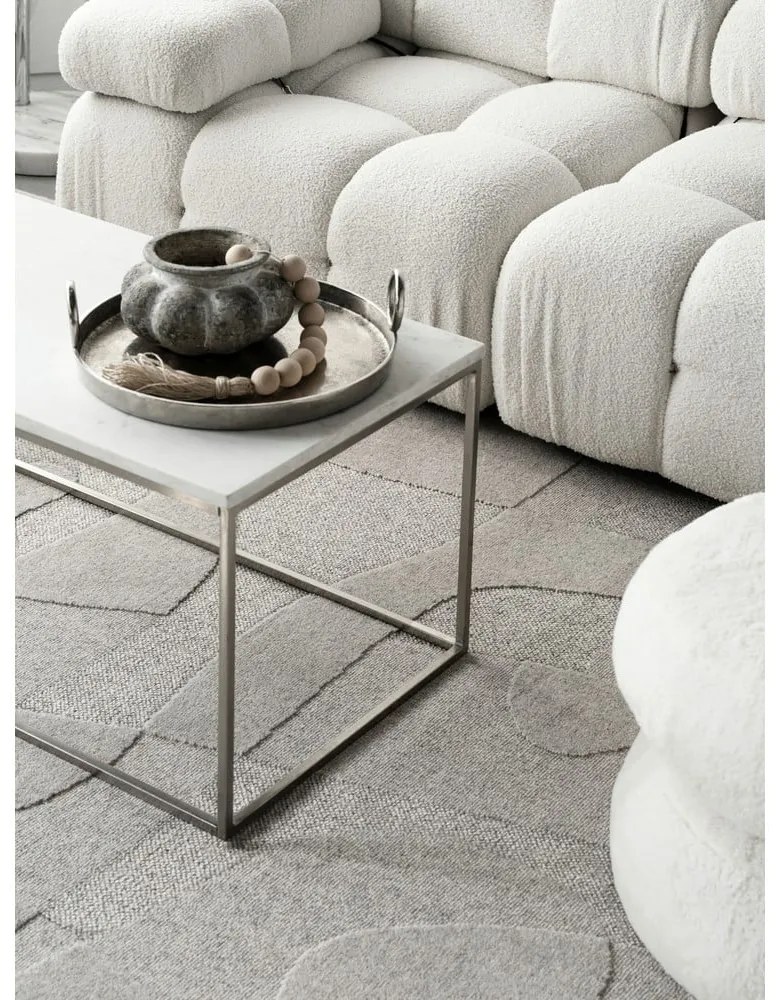 Covor gri deschis din lână 200x300 cm Morphic Botanica – Agnella