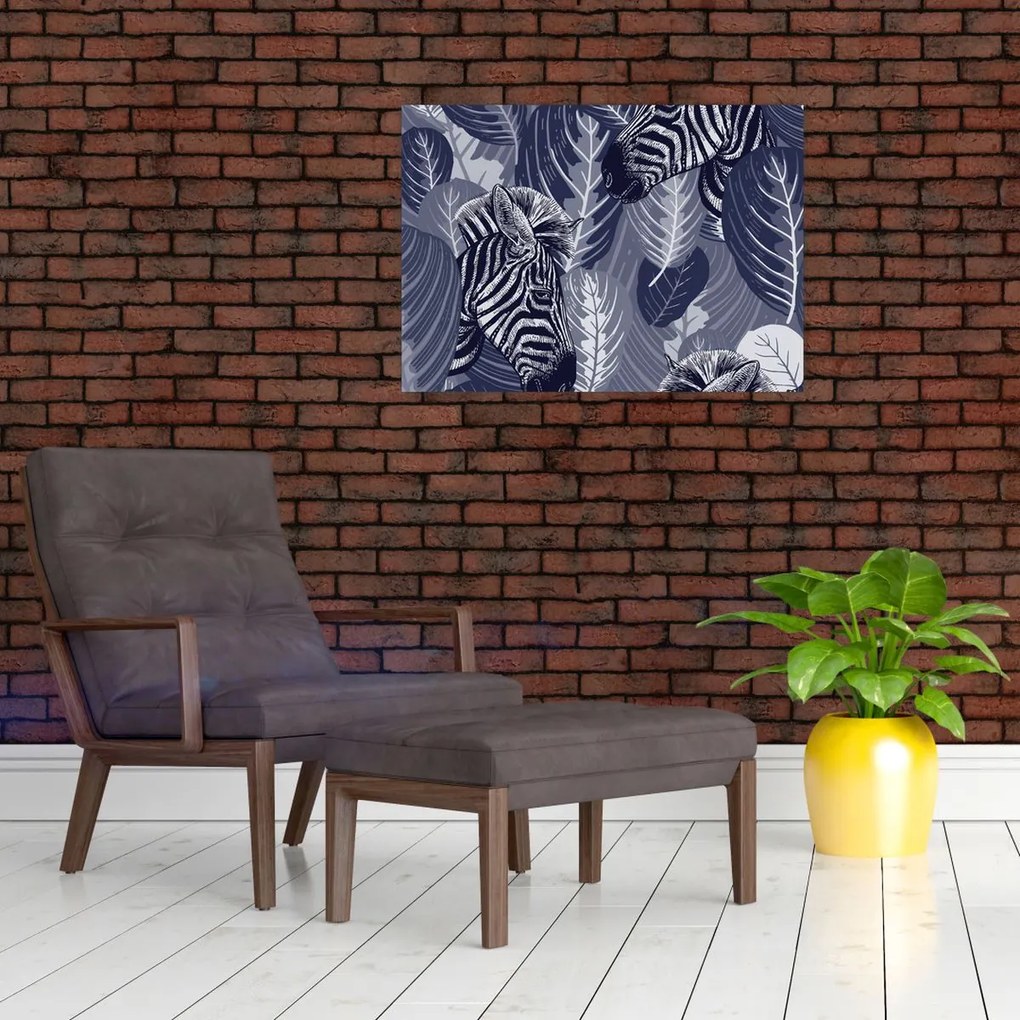 Tablou - Zebre albastre (70x50 cm)