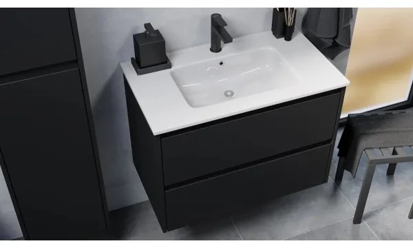 Dulap de baie cu lavoar MOLDE, 80 cm, negru