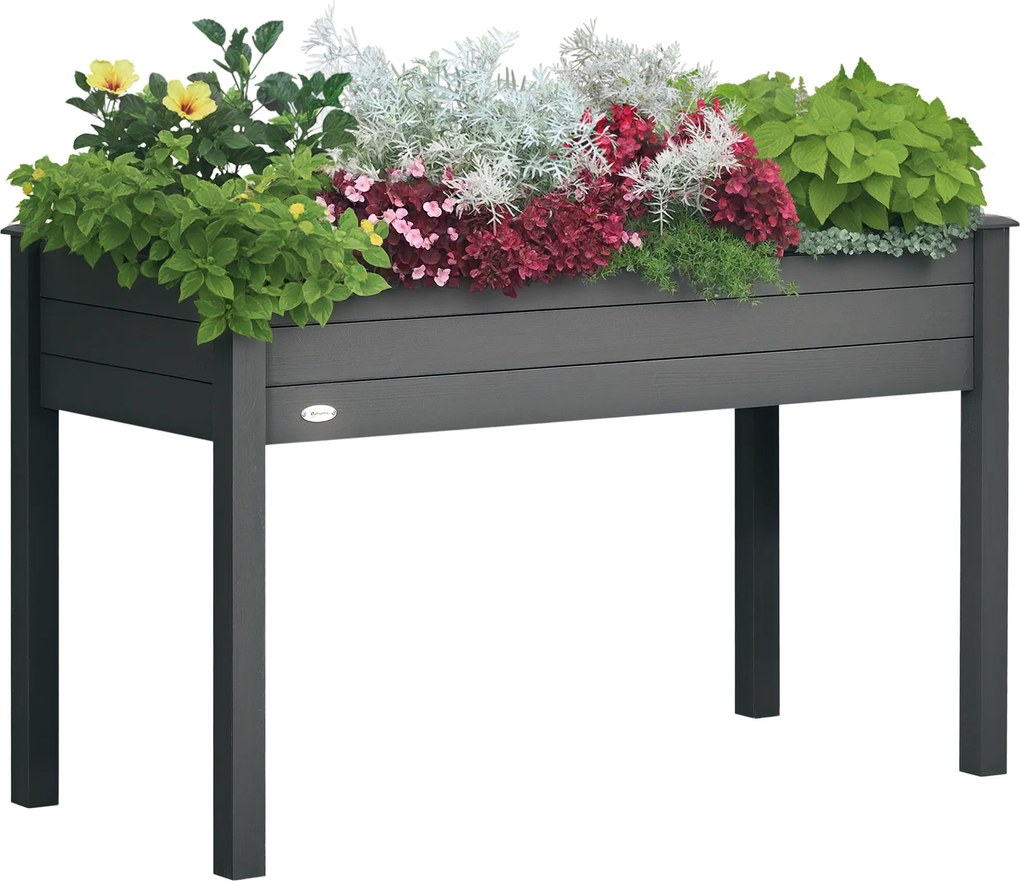Outsunny Jardinieră pe picioare potager dim. 123L x 57l x 76H cm Inserții de irigare + pânză de drenaj Lemn masiv de brad | Aosom Romania