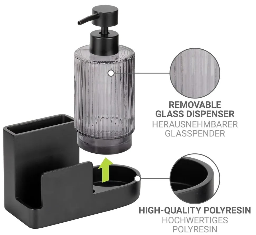 Suport pentru accesorii de spălat negru din polirășină Pina – Wenko