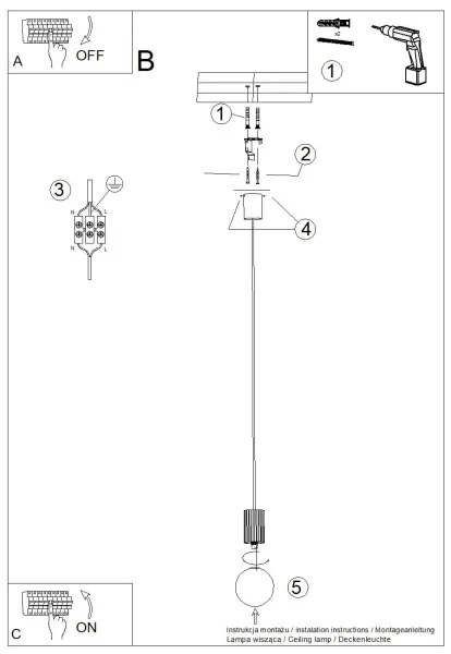 Lustră pe cablu Sollux SL.1739 HALO 1xG9/8W/230V d. 12 cm albastru