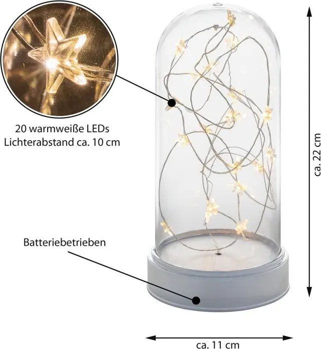 Set de domuri luminoase de Crăciun 20 LED, alb cald, 2 buc