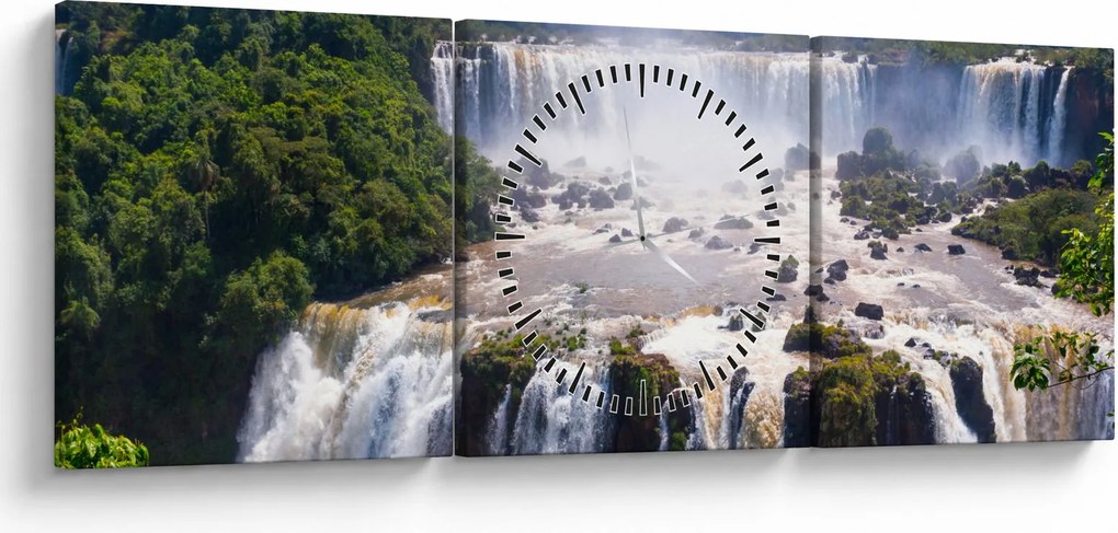 Tablou cu cascadele Iguass (cu ceas) (90x30 cm)