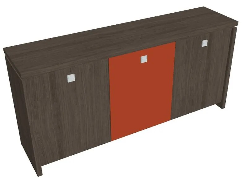 Dulap mic Verno 188 x 46 x 90 cm, uși combinate, stejar antracit / portocaliu