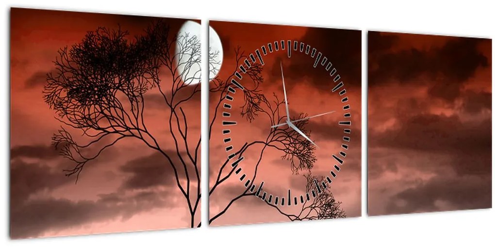 Tablou - Luna luminează noaptea (cu ceas) (90x30 cm)