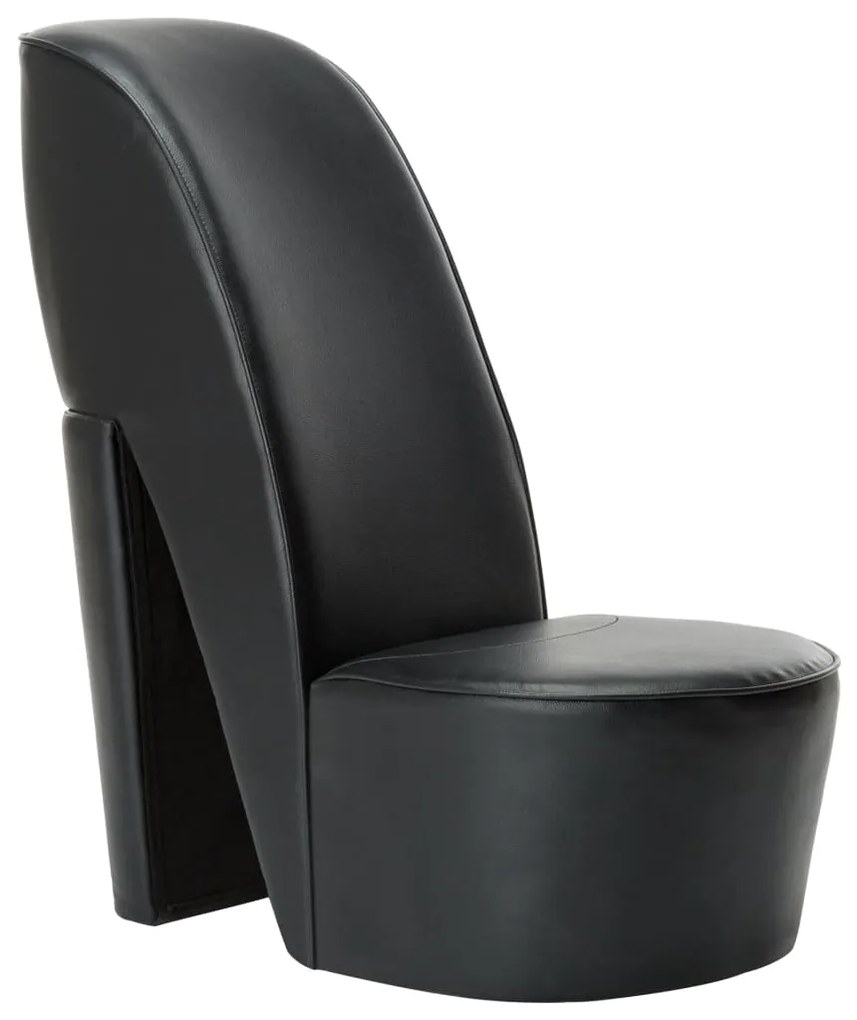Scaun, design toc înalt, negru, piele ecologică