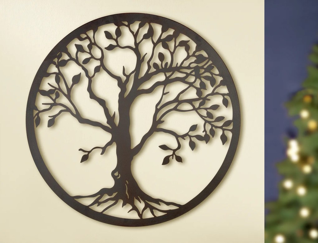 Decoratiune de perete TREE OF LIFE, metal, 81 cm