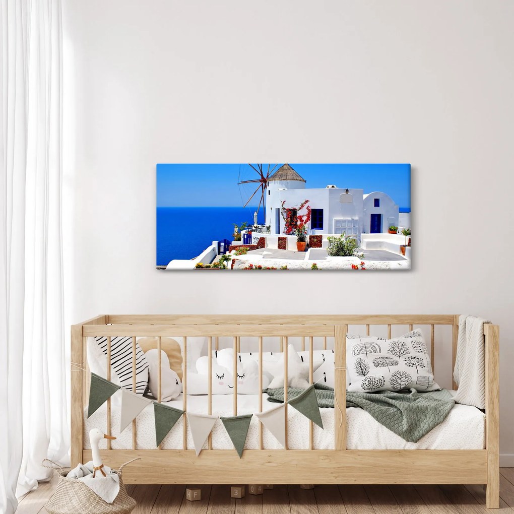 Tablou - Casă mică în Grecia (120x50 cm)