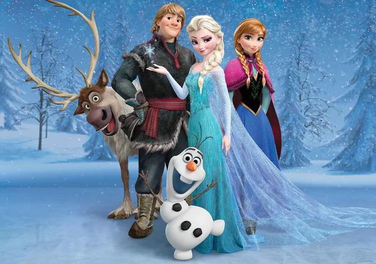 Disney Frozen Elsa Anna Olaf Sven Fototapet, (254 x 184 cm)