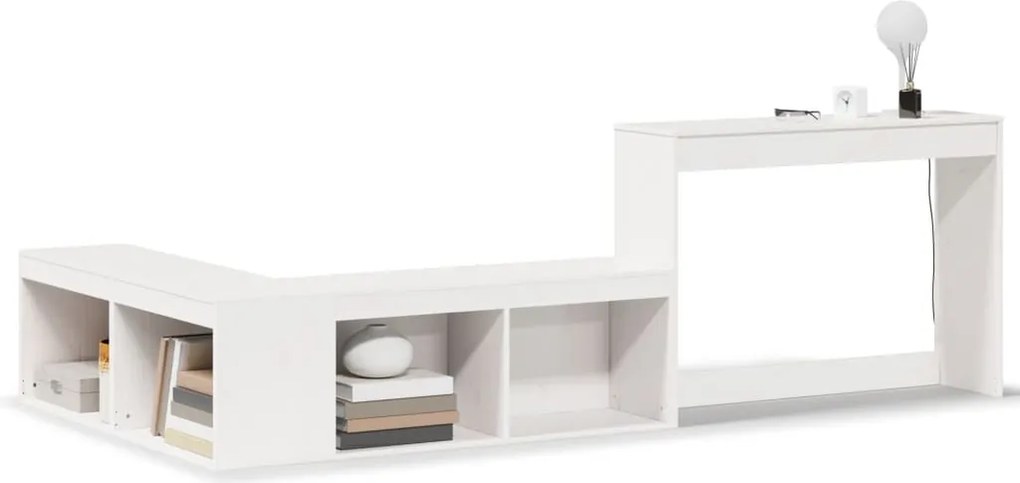 vidaXL Noptieră cu birou, alb, 222x107x75 cm lemn masiv de pin