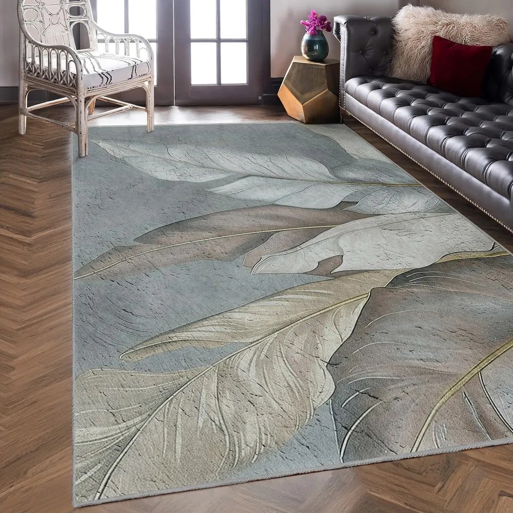Covor verde/gri lavabil 160x230 cm Dusty Leaves – Mila Home
