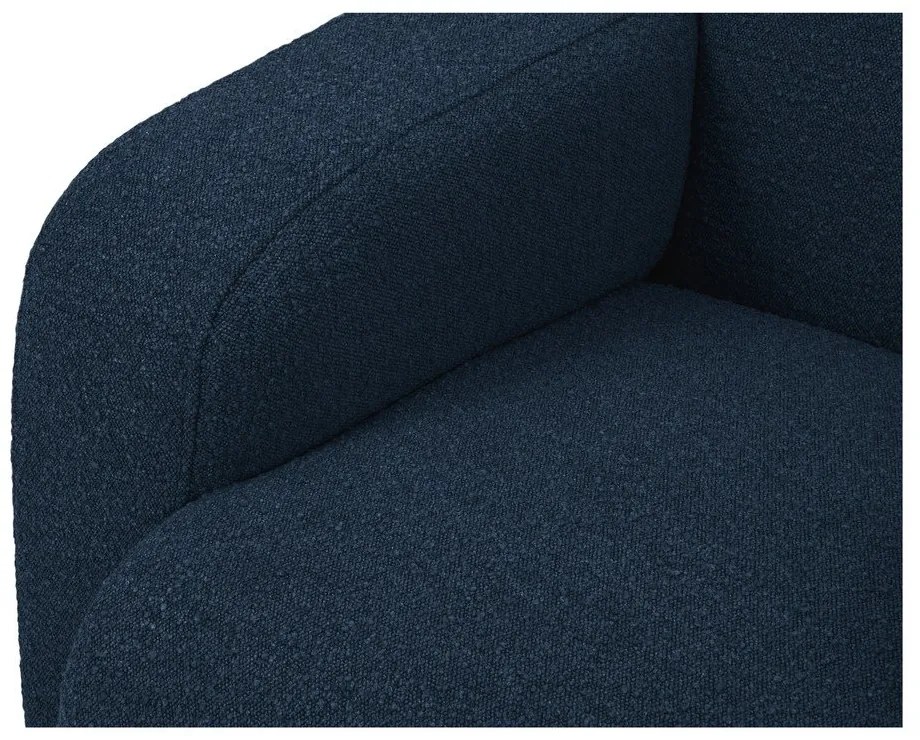 Colțar albastru închis cu tapițerie din stofă bouclé (colț dreapta) Molino – Micadoni Home