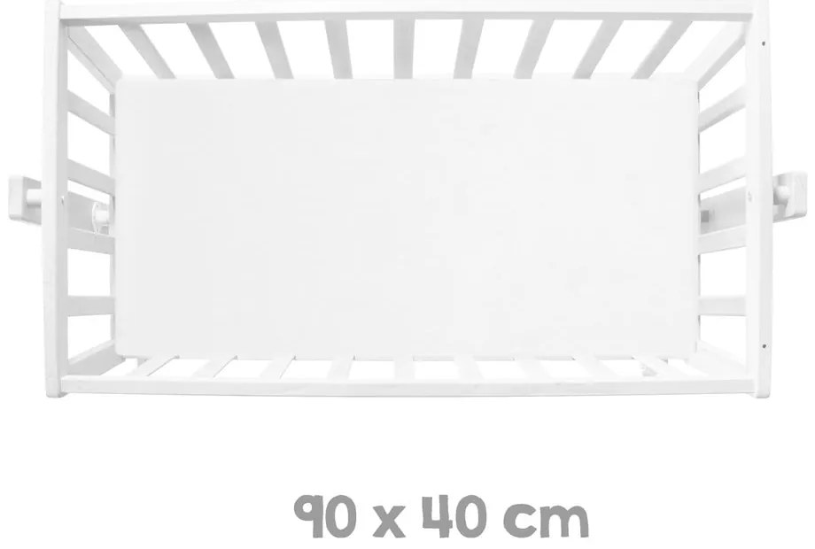 Pătuț leagăn alb cu roți 40x90 cm – Roba