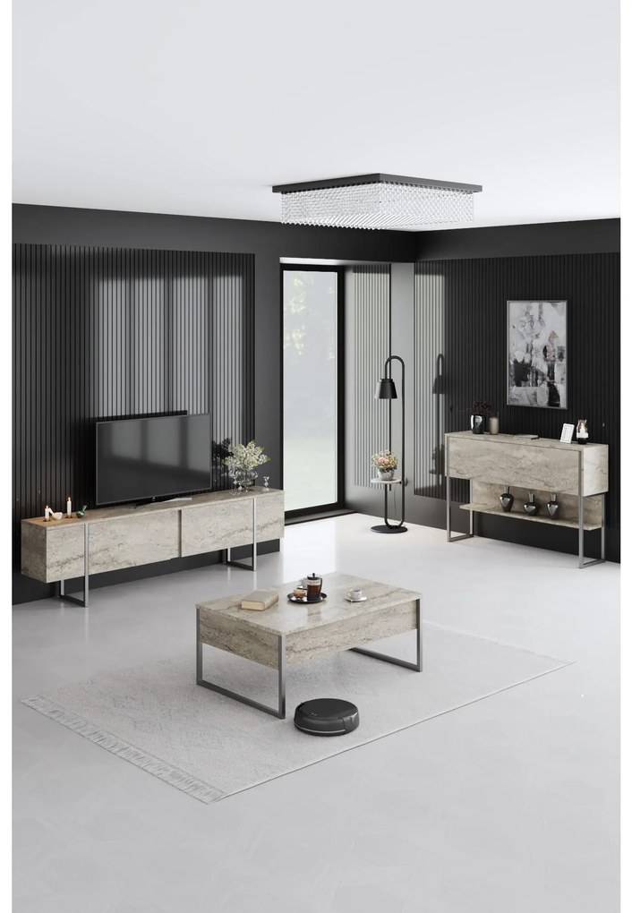 Mobilier living Luna set (Travertin + Argintiu) . 1102333
