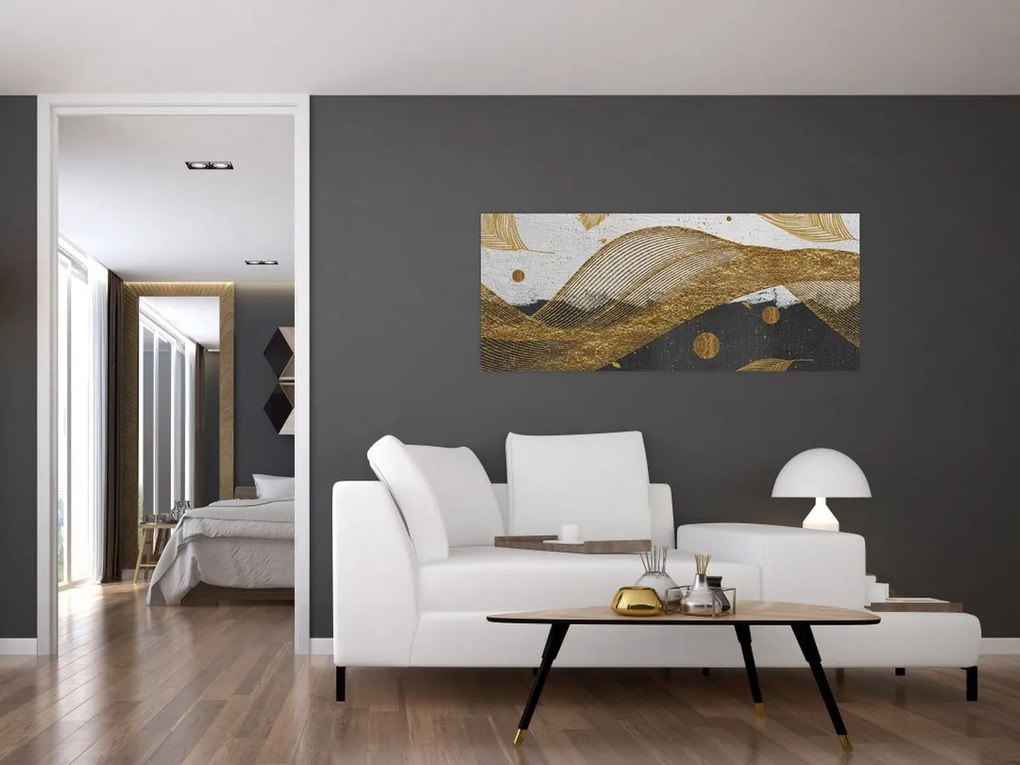 Tablou - Pene aurii (120x50 cm)