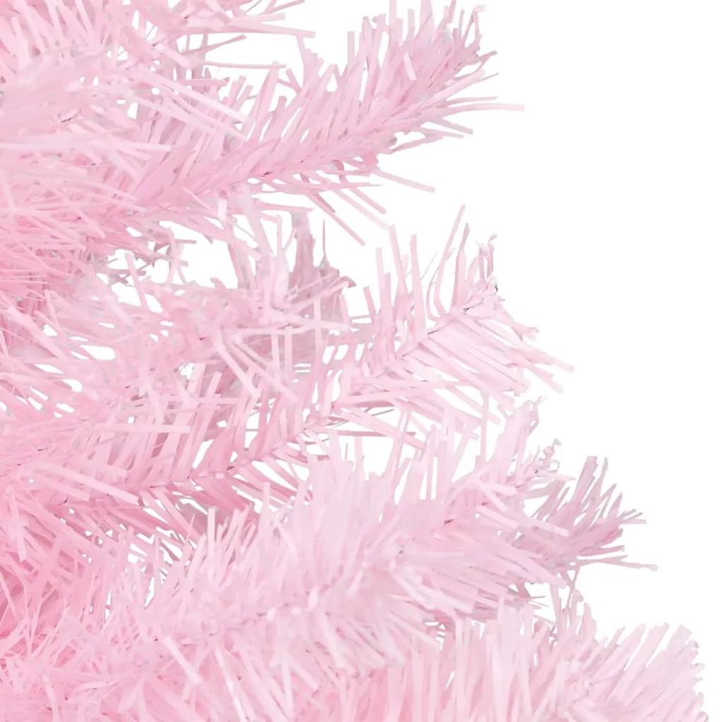 Pom de Craciun artificial cu LED-uri globuri, roz, 120 cm PVC pink and rose, 120 x 65 cm, 1